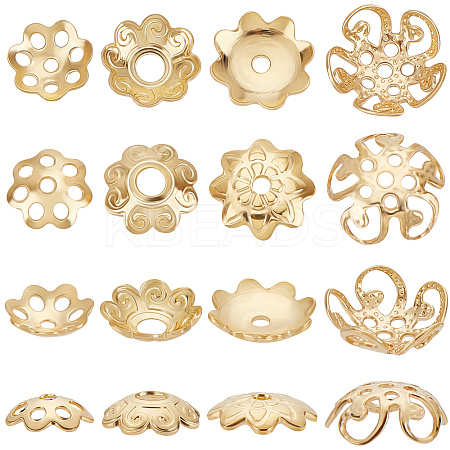 120Pcs 4 Styles 8-Petal & Multi-Petal & 5-Petal 304 Stainless Steel Flower Bead Caps STAS-BBC0001-91-1