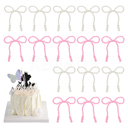 16Pcs 2 Colors Acrylic Imitation Pearl Bowknots Ornament Accessories DIY-FG0008-64-1