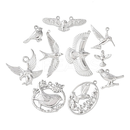 10Pcs 304 Stainless Steel Pendants STAS-P432-06P-1