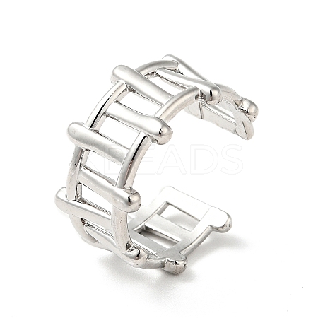 Non-Tarnish 304 Stainless Steel Fence Shape Open Cuff Ring RJEW-I085-22P-1