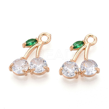 Brass Micro Pave Cubic Zirconia Pendants KK-T074-70KCG-01-1
