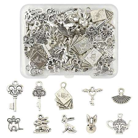 40Pcs 10 Styles Tibetan Style Zinc Alloy Bunny Pendants TIBEP-FS0001-48-1