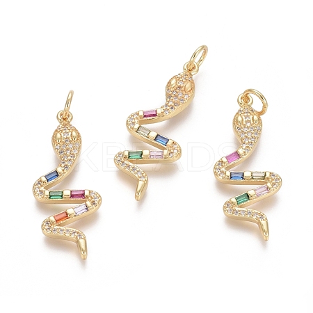 Brass Micro Pave Cubic Zirconia Pendants ZIRC-G152-29G-1