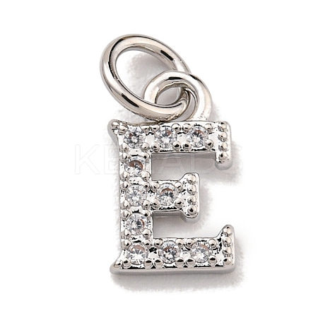 Initial Letter Brass with Cubic Zirconia Charms KK-Q814-26E-P-1