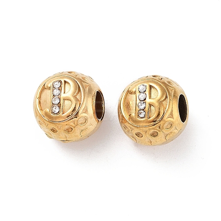 Ion Plating(IP) 304 Stainless Steel Rhinestone European Beads STAS-A092-10B-G-1