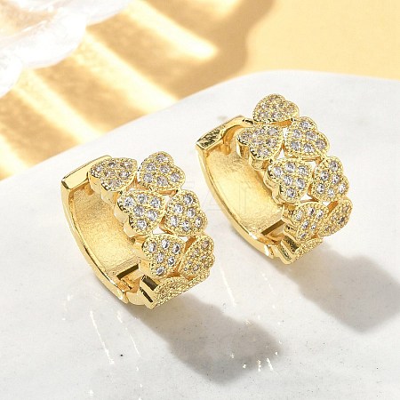 Heart Brass Micro Pave Cubic Zirconia Hoop Earrings EJEW-A132-10G-02-1