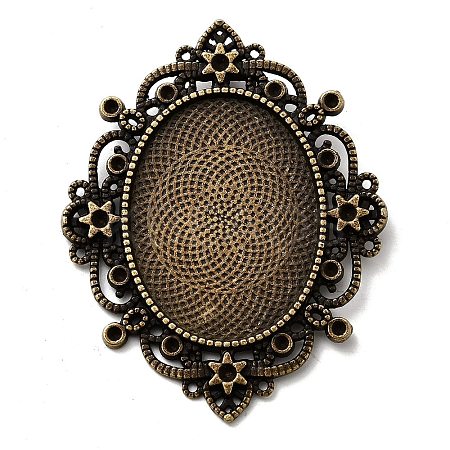 Tibetan Style Alloy Rhinestone & Oval Tray Cabochon Settings X-TIBEP-5436-AB-LF-1