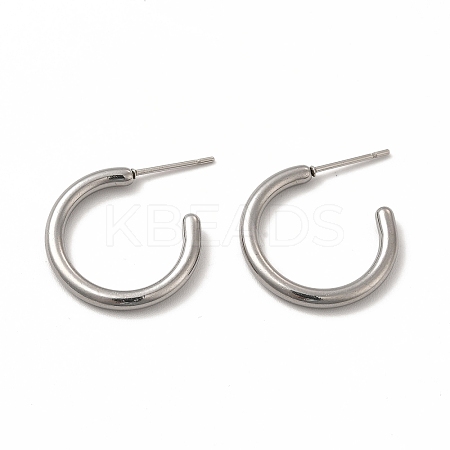 Non-Tarnish 304 Stainless Steel Ring Stud Earrings EJEW-C004-12A-P-1