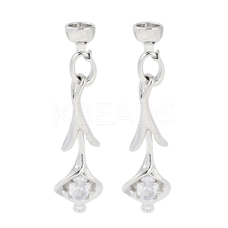 Brass Pave Clear Cubic Zirconia Fold Over Clasps KK-F875-11P-1