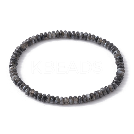 Natural Black Labradorite Rondelle Beaded Stretch Bracelets BJEW-JB09980-05-1