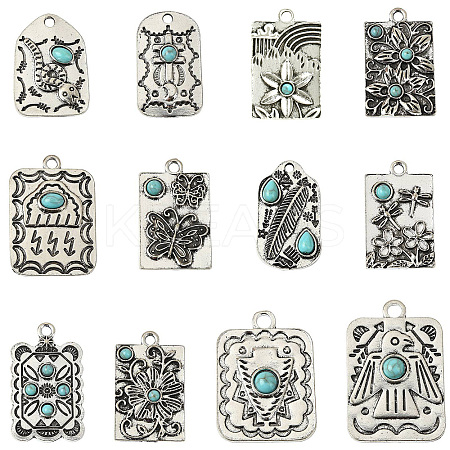 24Pcs 12 Styles Resin Imitation Turquoise Pendants FIND-CJ0003-52-1