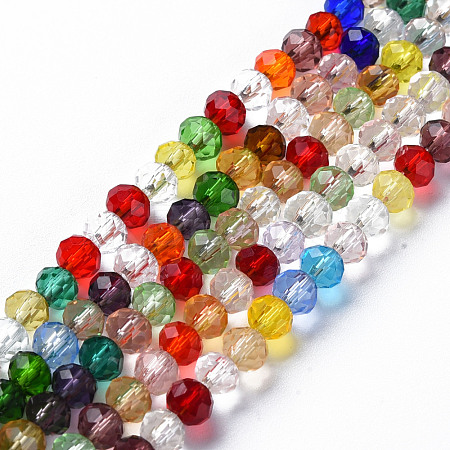 Faceted Glass Beads Strands X-GLAA-S197-001B-B01-1