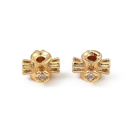 Brass Clear Cubic Zirconia Beads KK-D106-07G-1