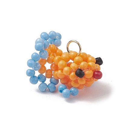 Glass Seed Beaded Gold Fish Pendants PALLOY-MZ00561-03-1