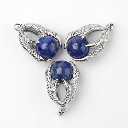 Eagle Claw Alloy Natural Lapis Lazuli Pendants G-L455-A17-1