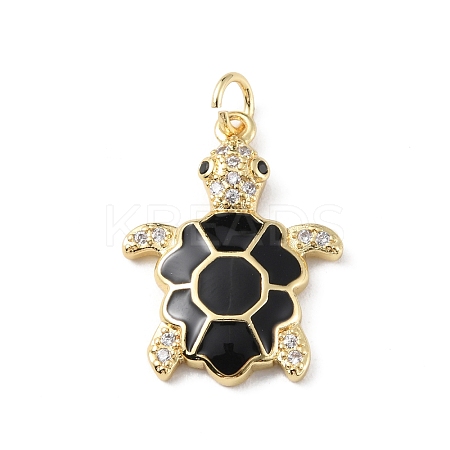 Rack Plating Brass Micro Pave Cubic Zirconia Pendants KK-C021-01G-01-1