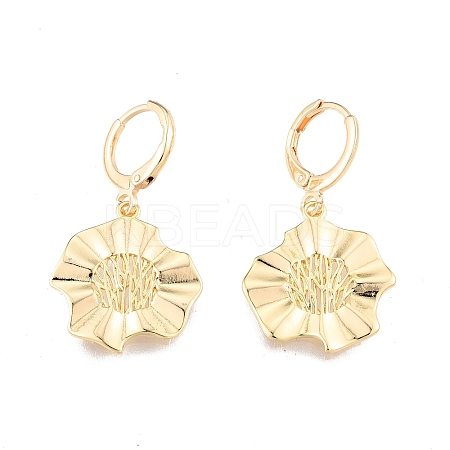 Brass Flower Dangle Leverback Earrings for Women EJEW-N012-94-1