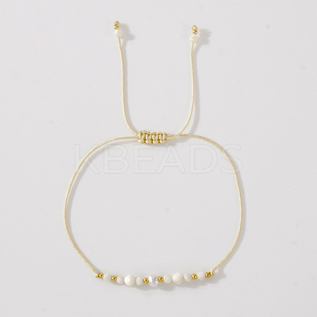 Natural White Jade & Brass Beads Braided Bead Bracelets for Women HH4245-4-1