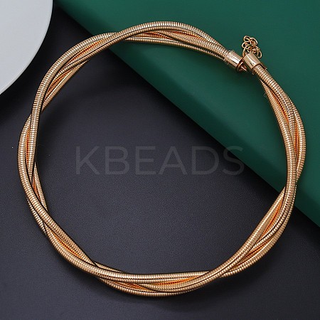Alloy Wrap Round Snake Chain 3-Strand Choker Necklaces for Women Men LS-NJEW-C090-02G-1