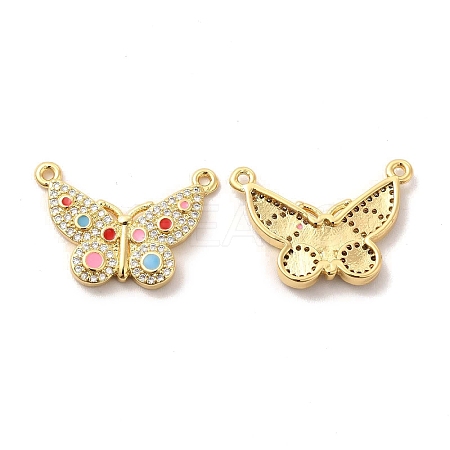 Brass Micro Pave Clear Cubic Zirconia Connetor Charms KK-A180-16G-1