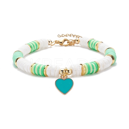 Heart Charm Bracelet BJEW-JB07655-02-1