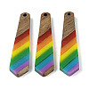 Pride Rainbow Theme Resin & Walnut Wood Pendants WOOD-K012-12C-1