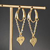 201 Stainless Steel Tassel Heart with LOVE Hoop Earrings VU5295-5
