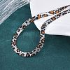 304 Stainless Steel Leopard Print Flat Snake Chain Necklaces for Women NJEW-A044-02B-P-01-3