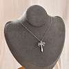 Brass Cubic Zirconia Wing Cross Pendant Necklaces for Women NJEW-C067-07P-03-3