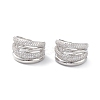 Clear Cubic Zirconia Flower Open Cuff Ring RJEW-C056-10P-4