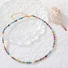 1Pc Rondelle Natural Agate & Pearl & Brass Beaded Necklaces for Women NJEW-SZ0001-69-4