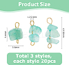 60Pcs 3 Styles Natural Green Aventurine Nuggets Connector Charms PALLOY-HS00001-2
