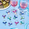 Ocean Theme Alloy Enamel with Plastic Imitation Pearl Wine Glass Charms AJEW-AB00095-4