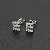 Brass Micro Pave Clear Cubic Zirconia Stud Earrings FS-WGC2F12-05-1