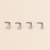 316 Surgical Stainless Steel Crystal Rhinetone Flat Round L-Shaped Nose Rings WGCD50A-02-4