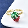 Brass Enamel Open Cuff Rings for Women RJEW-F179-08G-02-4