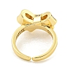 Brass Micro Pave Clear Cubic Zirconia Bowknot Open Cuff Ring for Women LS-RJEW-M173-04B-G-3