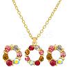 Ring Alloy Rhinestone Pendant Necklace & Stud Earrings Sets WG4EA96-02-2
