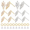 6 Pairs 2 Colors Brass Grass Shape Stud Earring Findings KK-CN0001-91-1