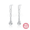 Anti-Tarnish Rhodium Plated 925 Sterling Silver Round Ball Dangle Stud Earrings LV8161-1-1