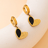 Vintage Fashion 201 Stainless Steel & Shell Heart Hoop Earrings for Women UE3915-1-1