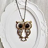 Vintage Alloy Rhinestone Hollow Carved Owl Pendant Necklaces for Women TQ3246-5-1