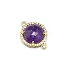 Natural Amethyst Connector Charms PW-WGD2653-04-1