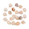 Natural Cherry Blossom Agate Column Charms with Rack Plating Brass Loops G-G110-04A-01-2