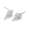 Brass Micro Pave Cubic Zirconia Stud Earring Findings KK-Z094-13P-2