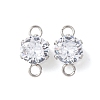 304 Stainless Steel Micro Pave Cubic Zirconia Connector Charms STAS-H240-50P-01-1