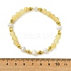 Round Natural Golden Silk Jade & Cultured Freshwater Pearl & Brass Beaded Stretch Bracelets for Women BJEW-JB14060-02-4
