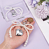 2Pcs 2 Styles Heart & Bowknot Acrylic Imitation Pearls Pendant Decorations HJEW-BBC0001-04-3