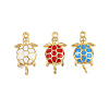 Brass Enamel Sea Turtle Connector Charms KK-I352-37G-1