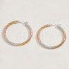 Stylish 201 Stainless Steel Two Tone Twist Hoop Earrings TX1050-2-1